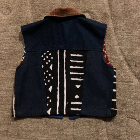 NWOT - Imani Pamoja Denim And Mudcloth Unisex Vest - Picture 4 of 4